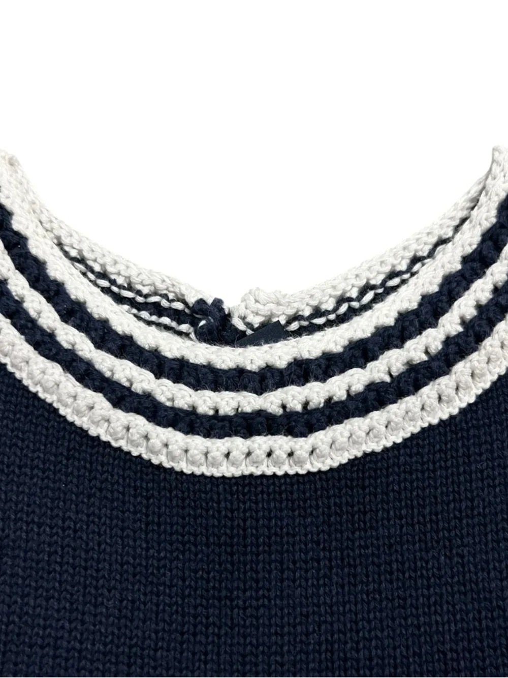 Baby Gap 5Y Navy Chevron Trim Crochey Knit Dress